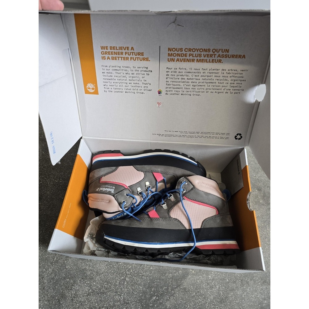 Timberland Euro Hiker Mid Boots Womens Size 9 Gray Pink Nubuck Waterproof A5R28 - Picture 10 of 10
